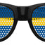 Funglasses with Sweden flag design for World Cup party, black frame and patriotic sunglasses for fans.