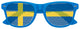 Sweden flag sunglasses by Funglasses featuring blue frames and Swedish flag design, perfect for World Cup celebrations.