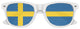 White Sweden flag themed World Cup party sunglasses by Funglasses, featuring bold flag design for sporting events and celebrations.