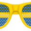 Funglasses with Sweden flag design for World Cup party, yellow frame with blue and yellow patriotic sunglasses.