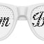 Funglasses TEAM BRIDE wedding party sunglasses with white frames and bold black lettering, perfect for bridal celebrations.