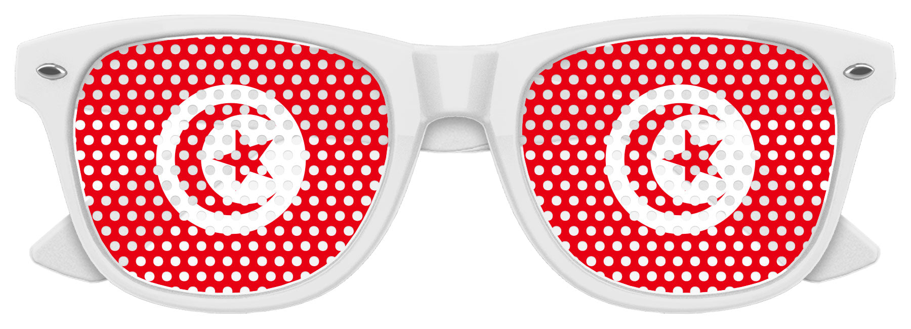 White Tunisia flag sunglasses by Funglasses featuring Tunisia flag design for World Cup celebrations.