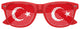 Red Turkey flag sunglasses with "World Cup Party" design by Funglasses, featuring bold Turkey flag colors and sporty style.