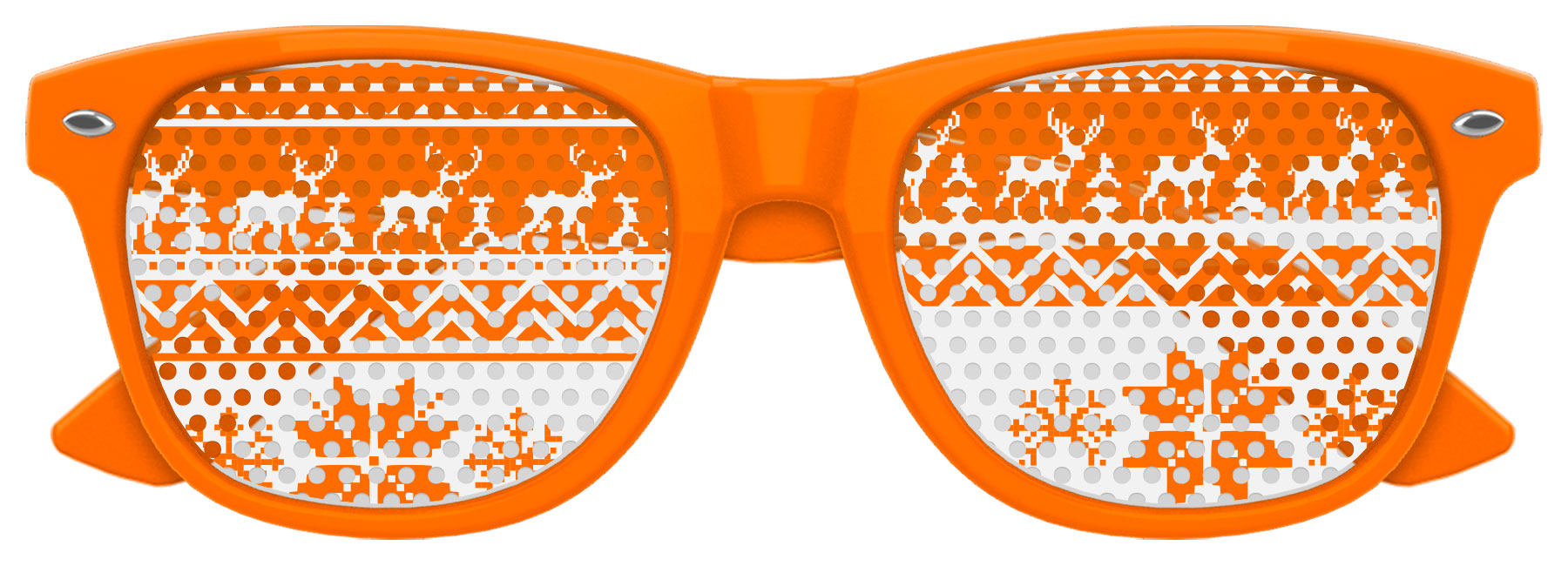 Funglasses Ugly Sweater Party Sunglasses with colorful holiday sweater design and novelty festive glasses.