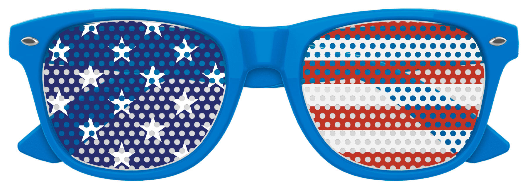Blue USA Flag World Cup party sunglasses by Funglasses with American flag design for sports events and celebrations