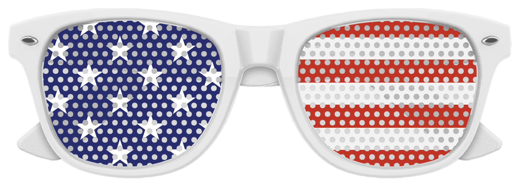 Funglasses USA flag World Cup party sunglasses with white frames and patriotic design for sports celebrations