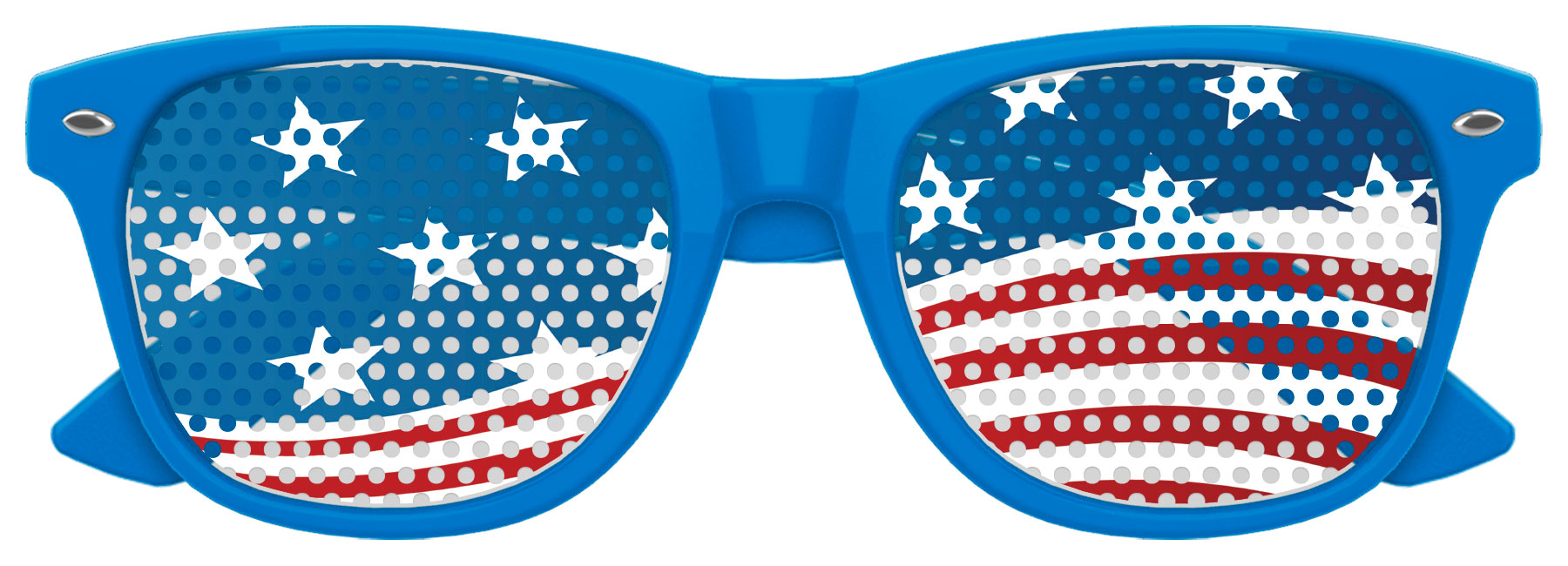 Blue US WAVE Party Sunglasses by Funglasses with rounded frames and reflective lenses, stylish and perfect for fun events.