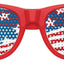 Red US WAVE Party Sunglasses by Funglasses with bold, curved frames perfect for festive and stylish outdoor events.