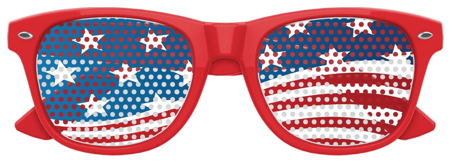 Red US WAVE Party Sunglasses by Funglasses with bold, curved frames perfect for festive and stylish outdoor events.