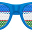 Funglasses with Uzbekistan flag design for World Cup party, featuring blue and red colors and patriotic flag pattern.