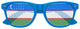 Blue Uzbekistan flag sunglasses with "Funglasses" branding, perfect for World Cup parties, featuring vibrant colors and patriotic design.