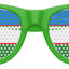 Funglasses with Uzbekistan flag design, green-tinted lenses and patriotic print for World Cup celebrations